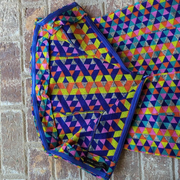 House of Harlow 1960Revolve Multicolor Geometric Woven Tapestry Strapless Dress - Picture 5 of 8